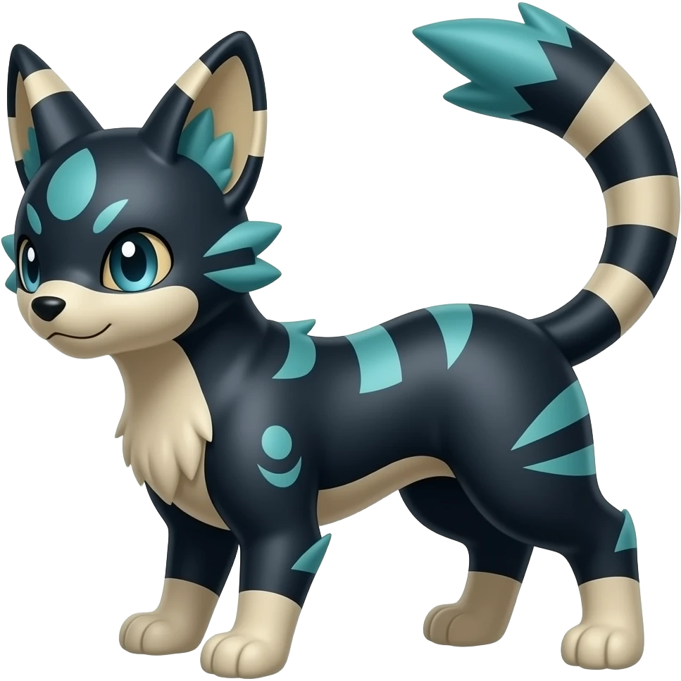 Dark dusky shiny smooth glossy epic patterned digitigrade quadrupedal Luxray-Manectric-Sprigatito-Shaymin-Shinx-Fakémon-hybrid emoji