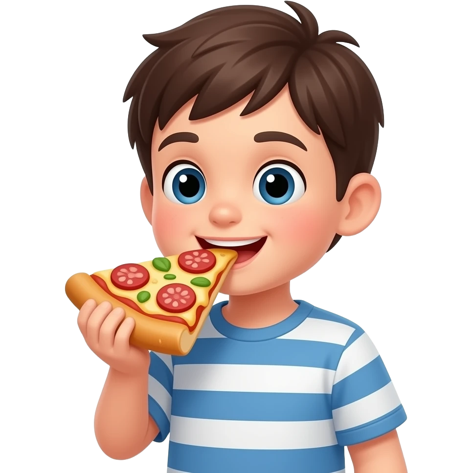 A kid eating pizza emoji