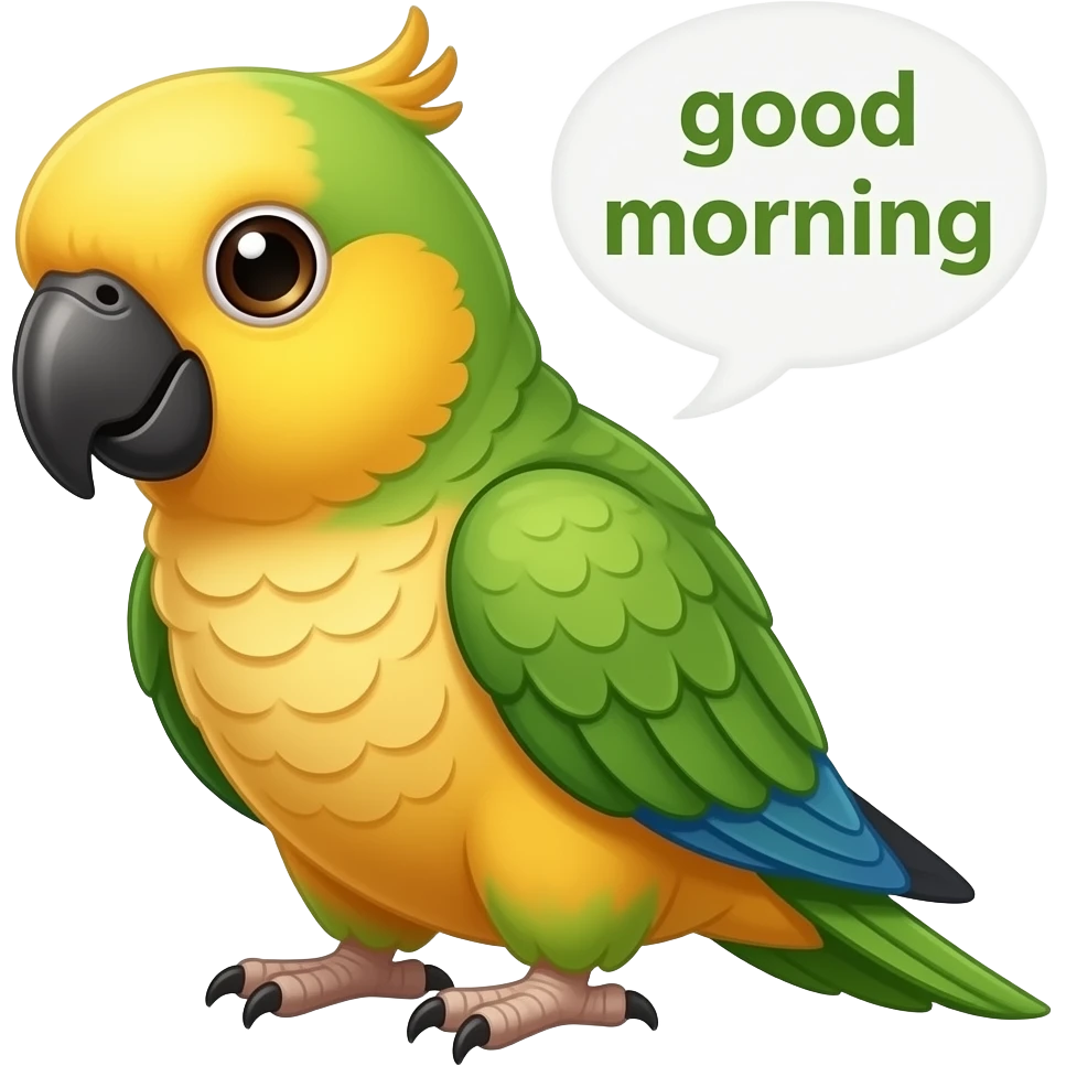 Cute Caique parrot Says good morning emoji
