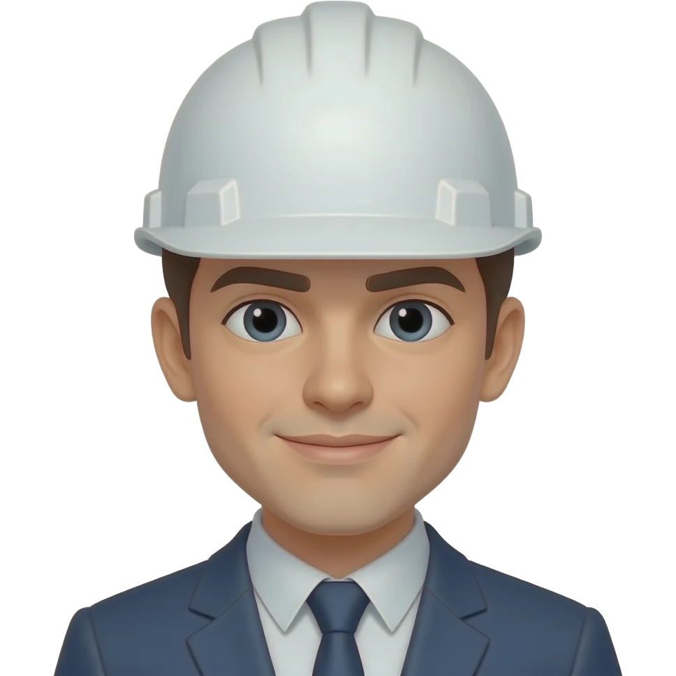 Un emoji de ingeniero civil con casco blanco, que no sea tan adulto, que se vea adulto joven, tipo 25 años emoji