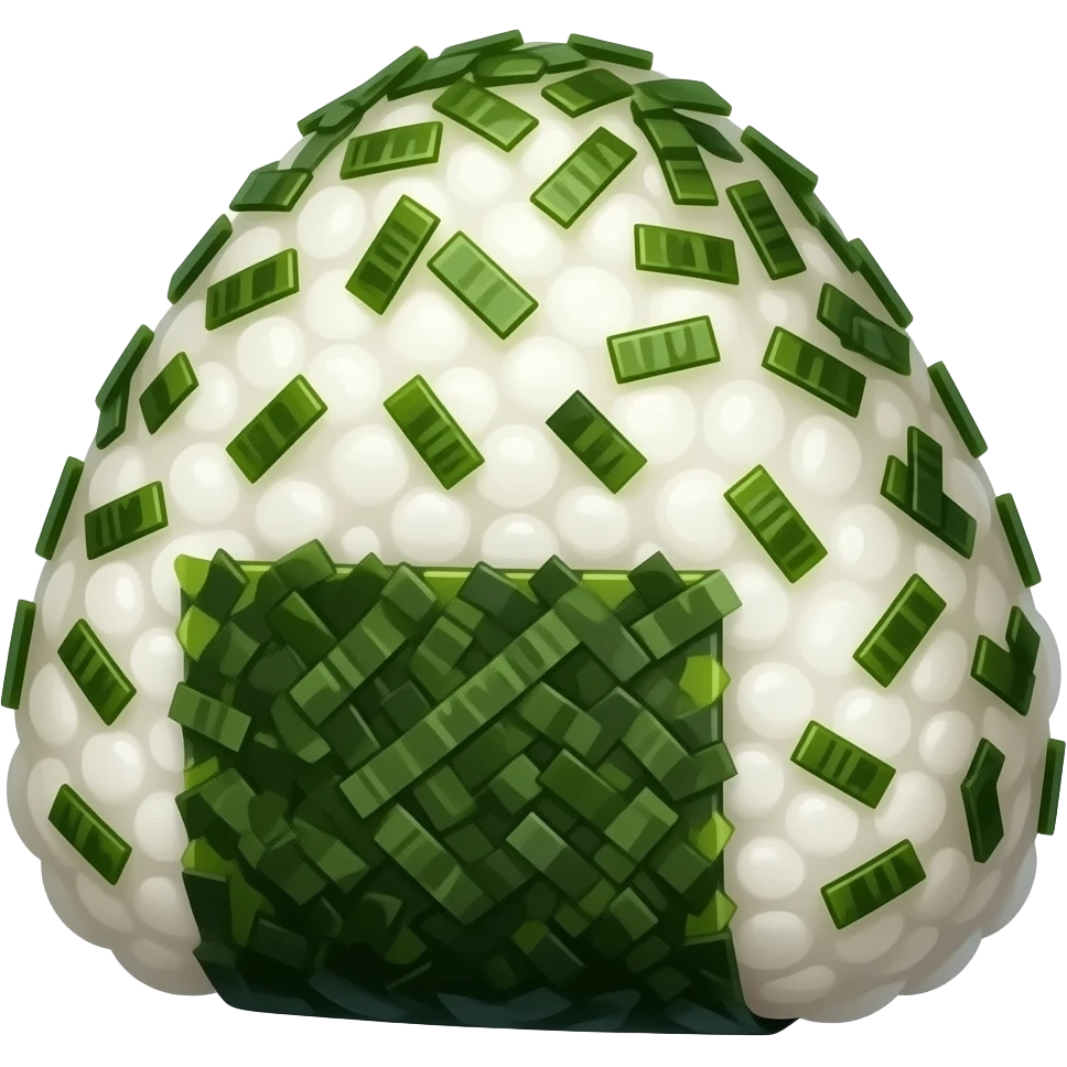 rice ball covered in shredded seaweed flakes emoji