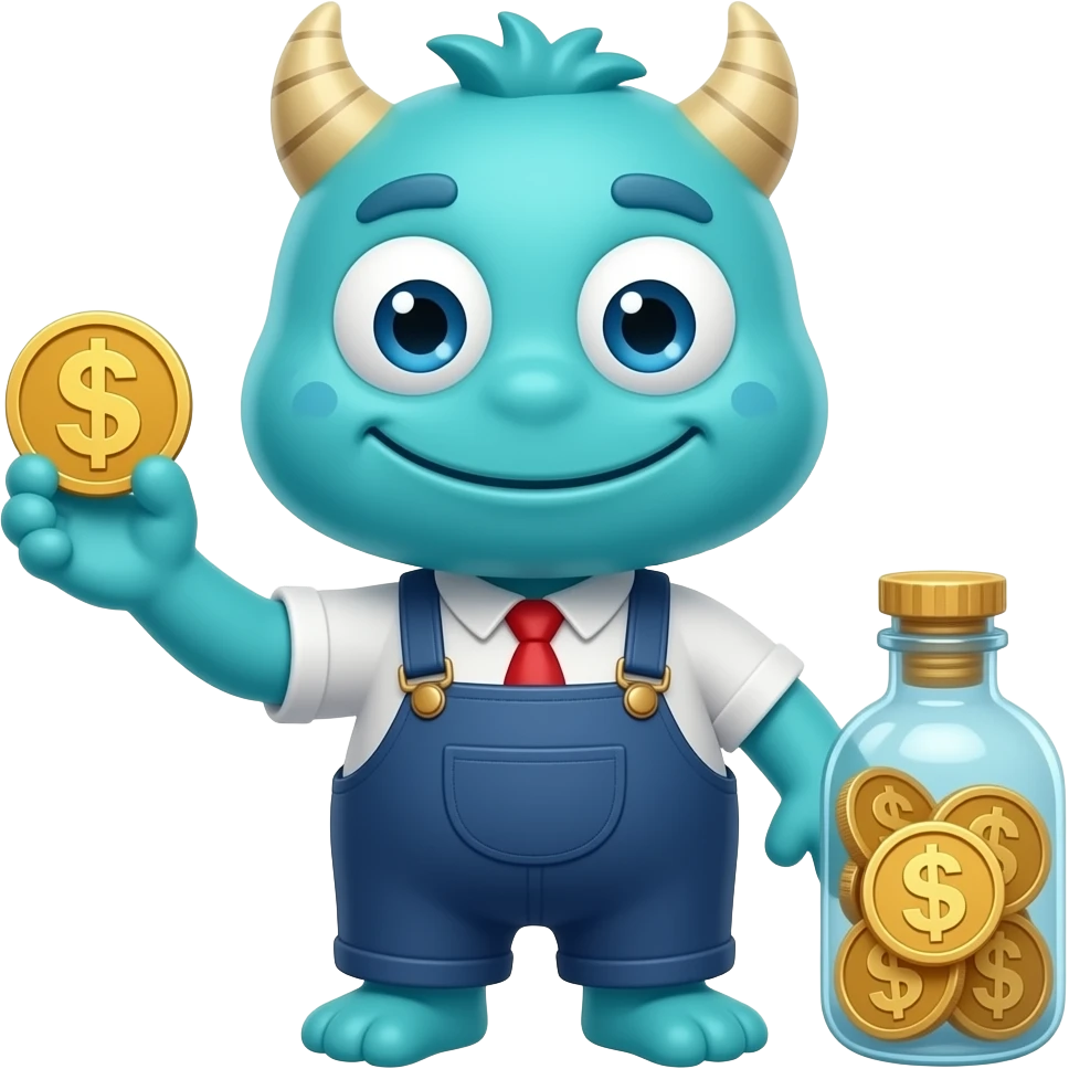 cartoon monster earning compound interest emoji
