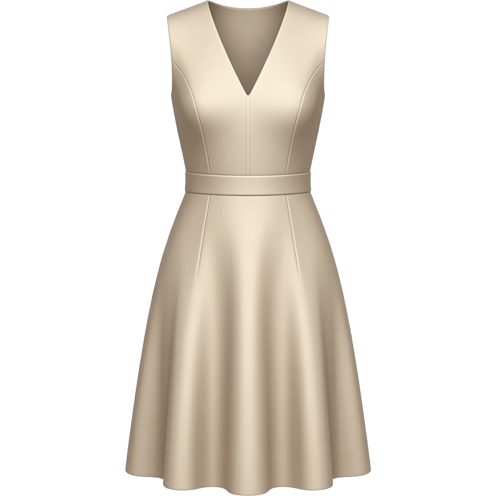 V neck. A line. Sleeveless. Panels coming out from the waist. Knee length emoji