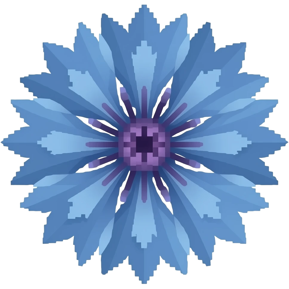 Cornflower pixelated, not more than 6 colors emoji