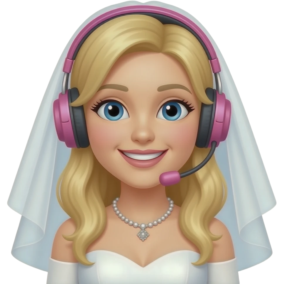 blond bride, pink headset, emoji emoji