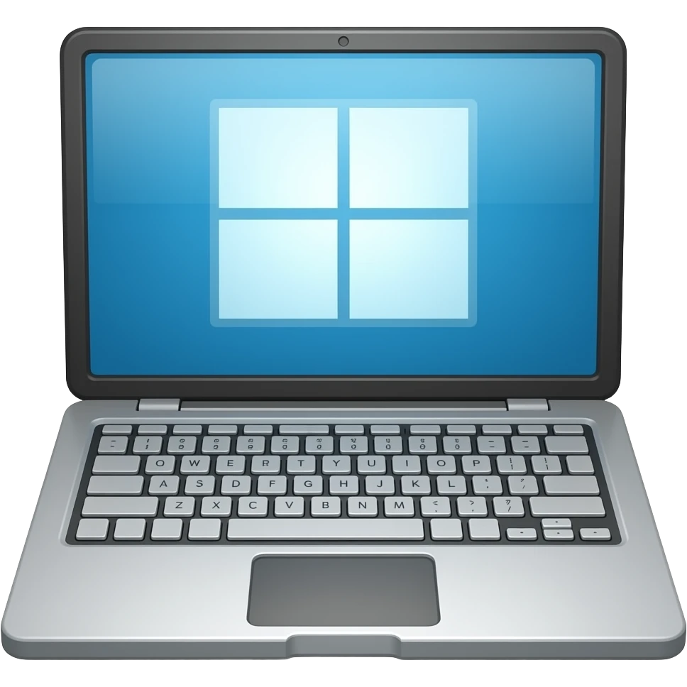 gray laptop with gray keys and windows screen emoji