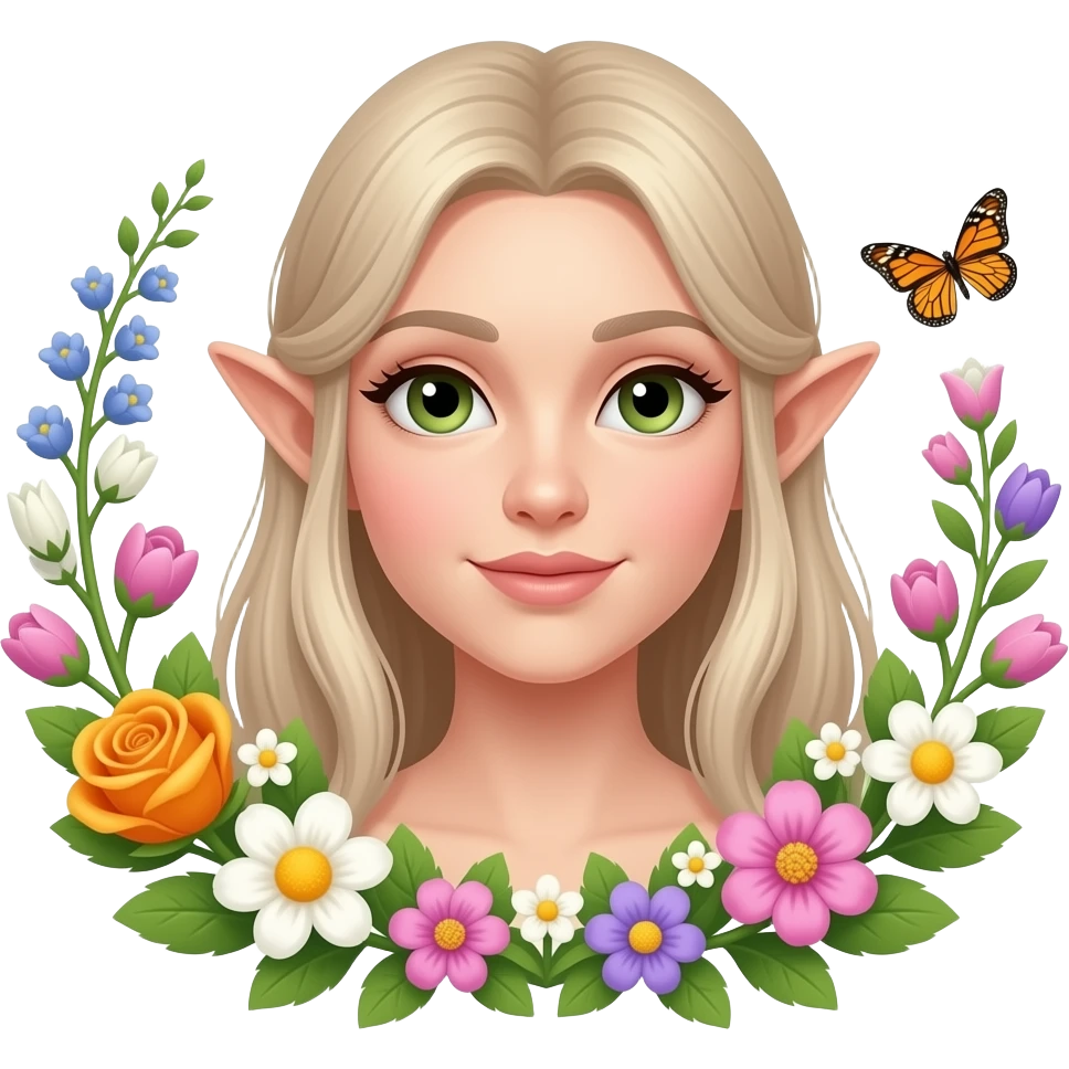 🧝🏻‍♀️🌺🌳🦋🌞 emoji