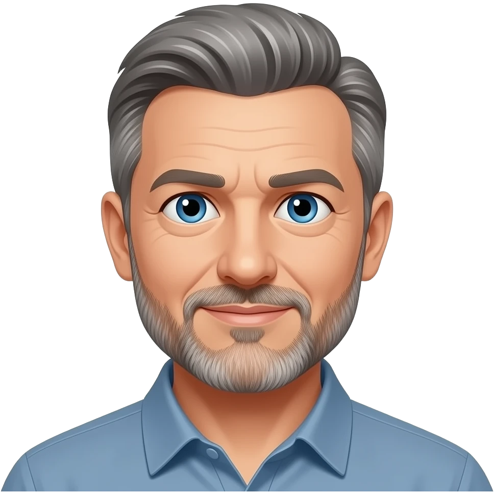 middle aged man with stuble, blue eyes & salt and pepper hair emoji