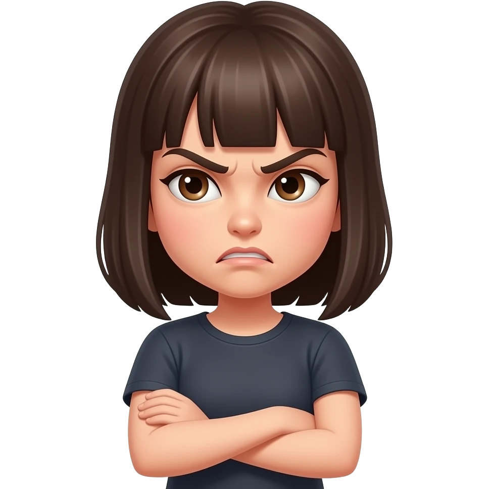 Girl Angry facing right, side eye, crossing arms emoji