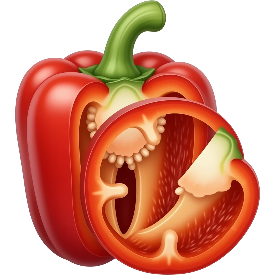 red ripe whole and sliced Bell Pepper emoji