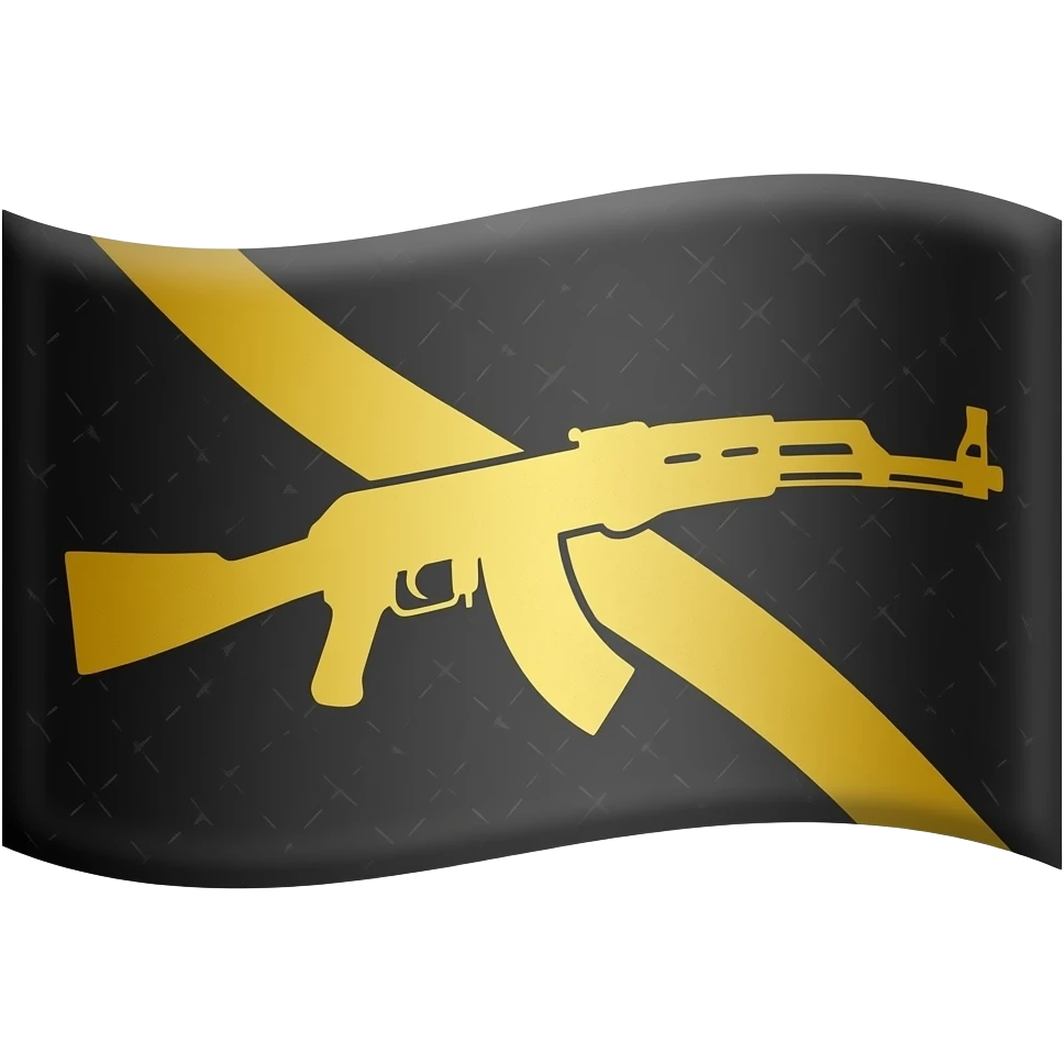 Black gold  and  white  flag  with  a ak 47 on it emoji