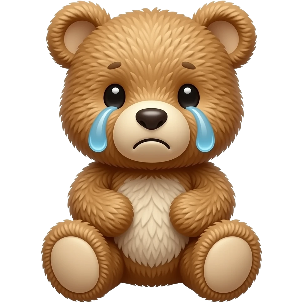 ursinho fofo e realista de peluche a chorar pela despedida emoji
