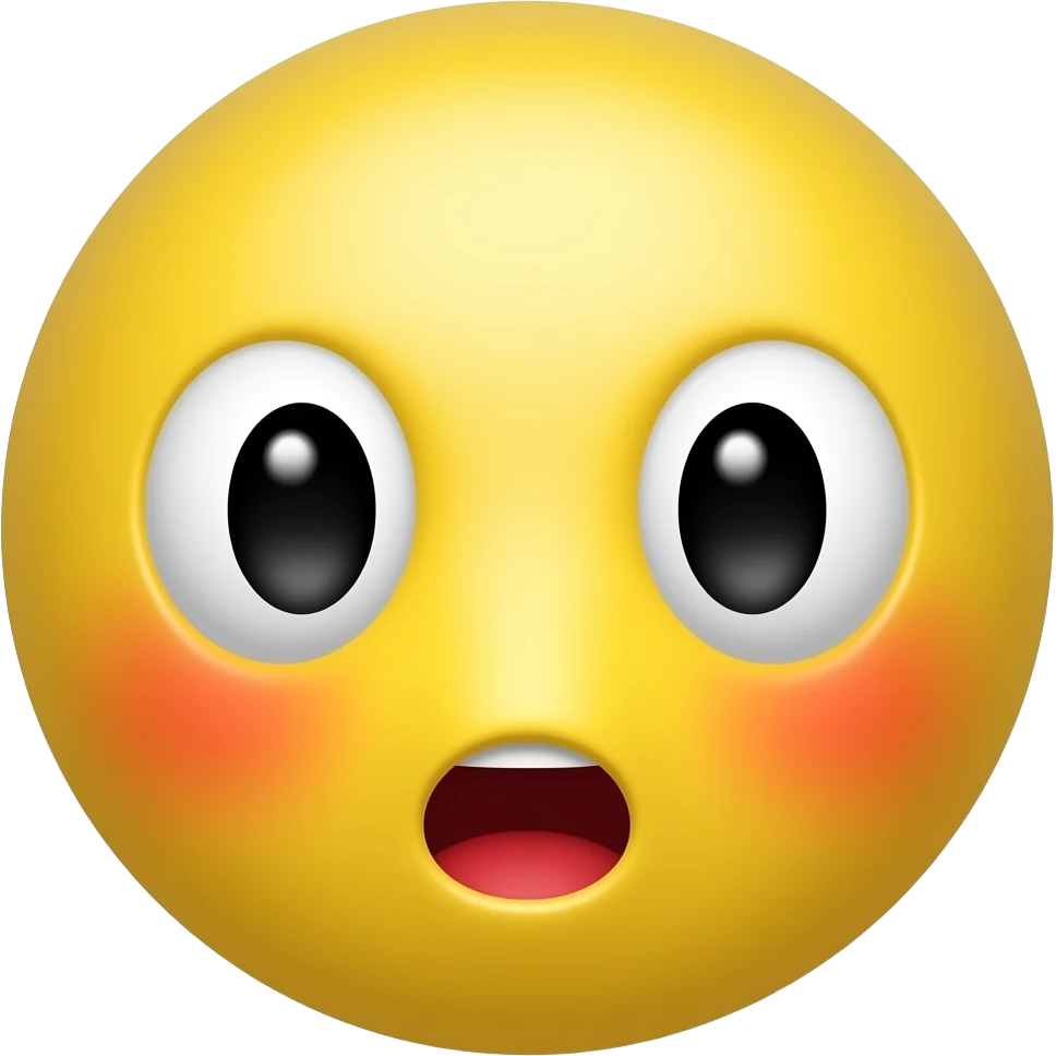 노란얼굴의 놀란 동공 붉은색 홍조를 하고 있는 이모티콘 emoji