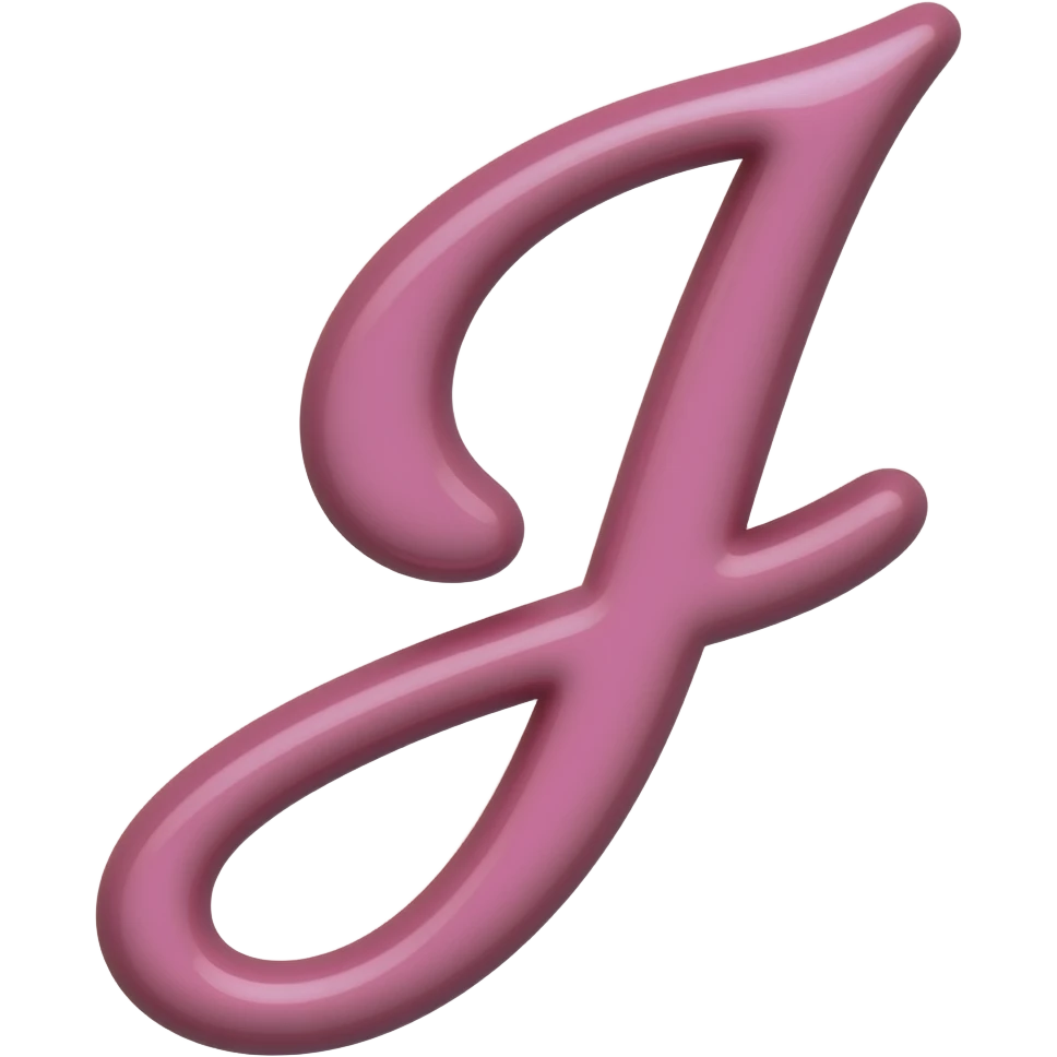 pink glossy letter uppercase J in a cursive style emoji