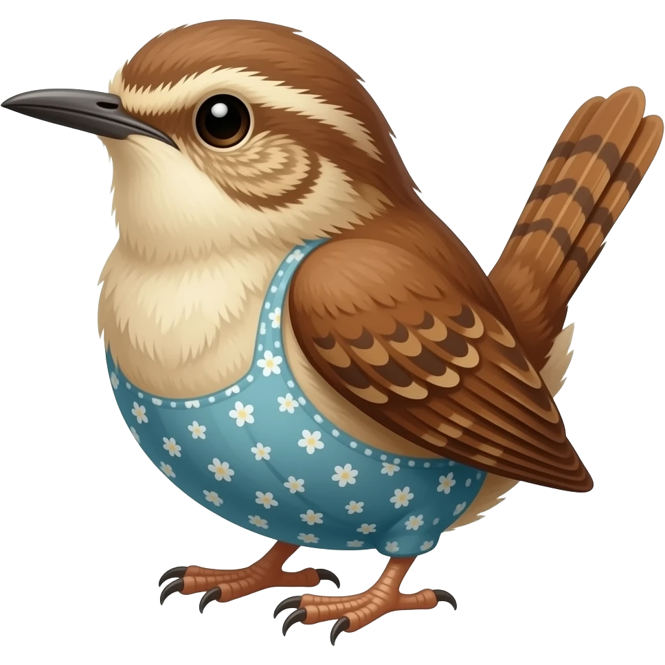 Long haired Wren in a dress emoji