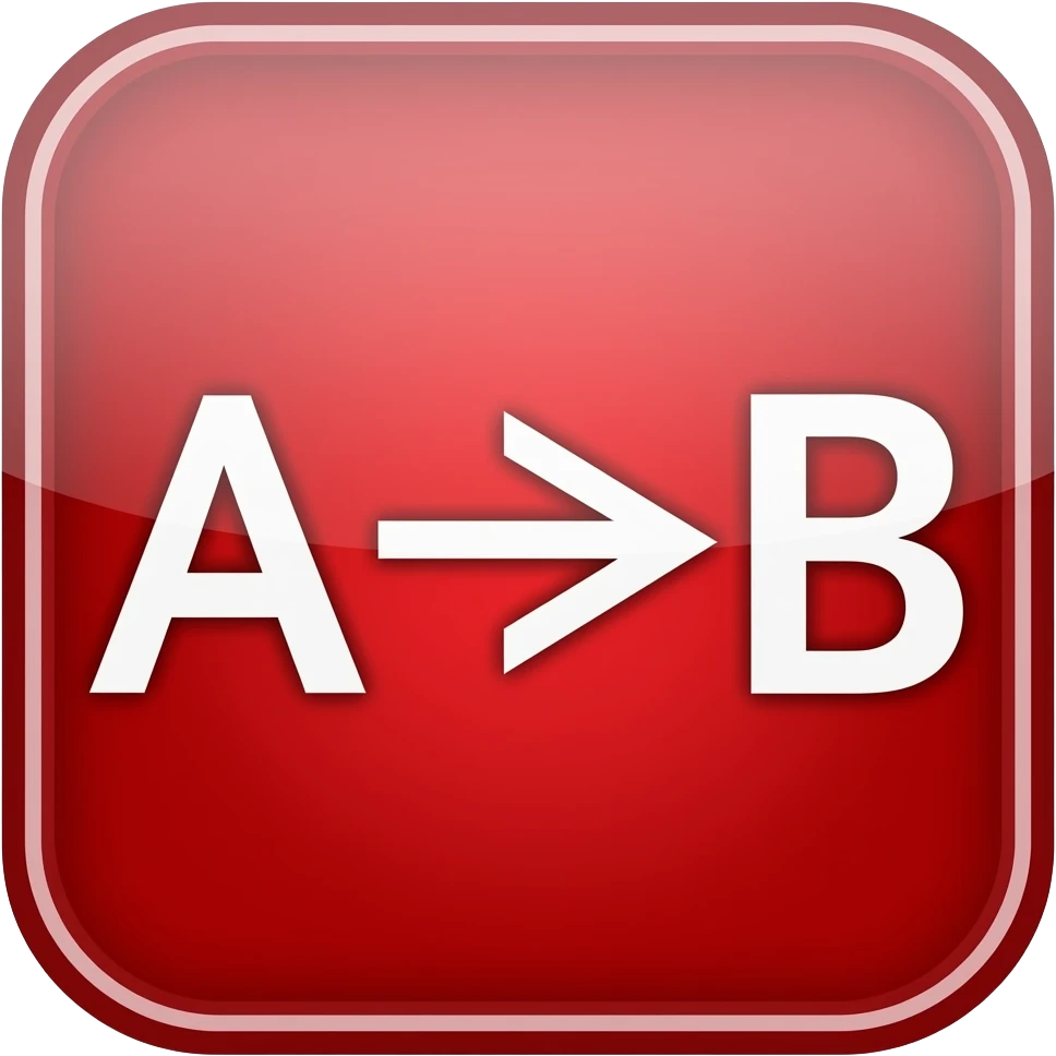 Text "A->B" in Red Rectangle emoji