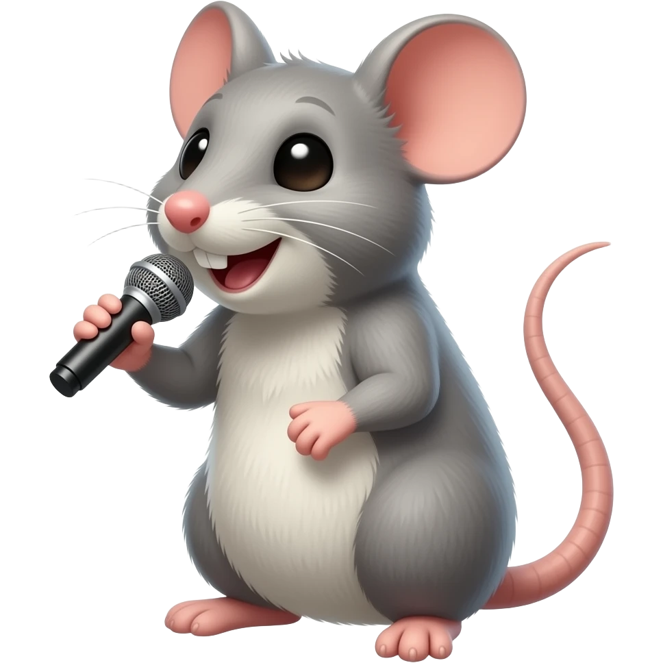 a mouse singing, close view emoji