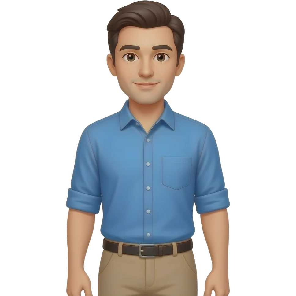 a man in blue shirt beige pant emoji