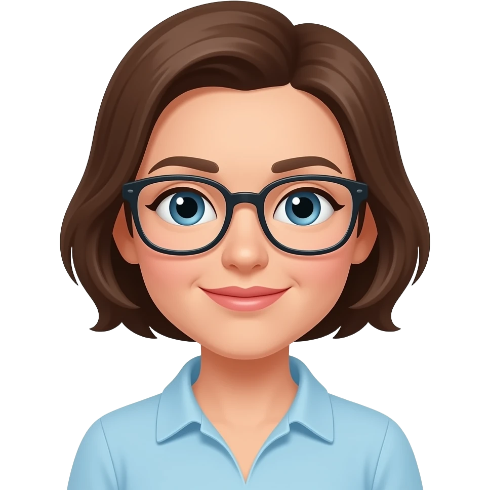 figure skating short woman brown hair glasses emoji