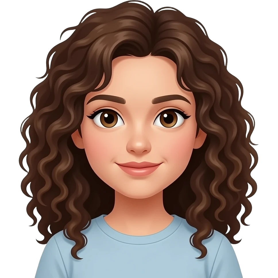 a sixteen year gril with brown curly hair emoji