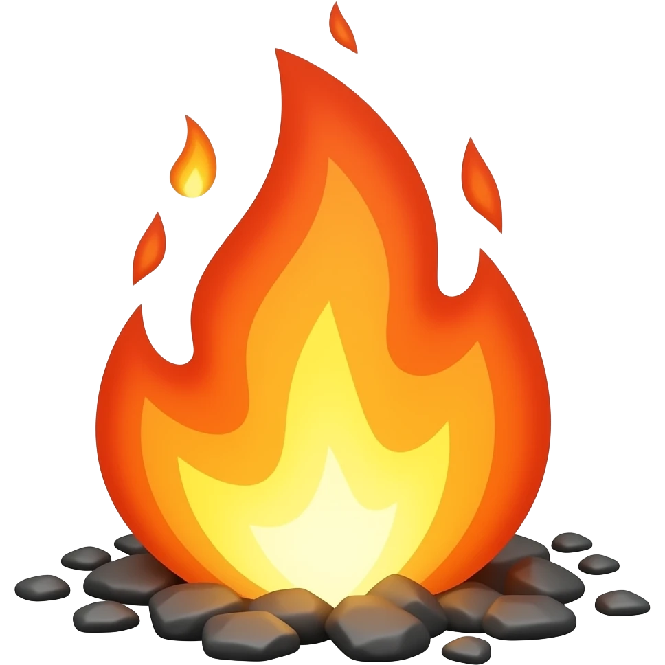 fire with ashes emoji