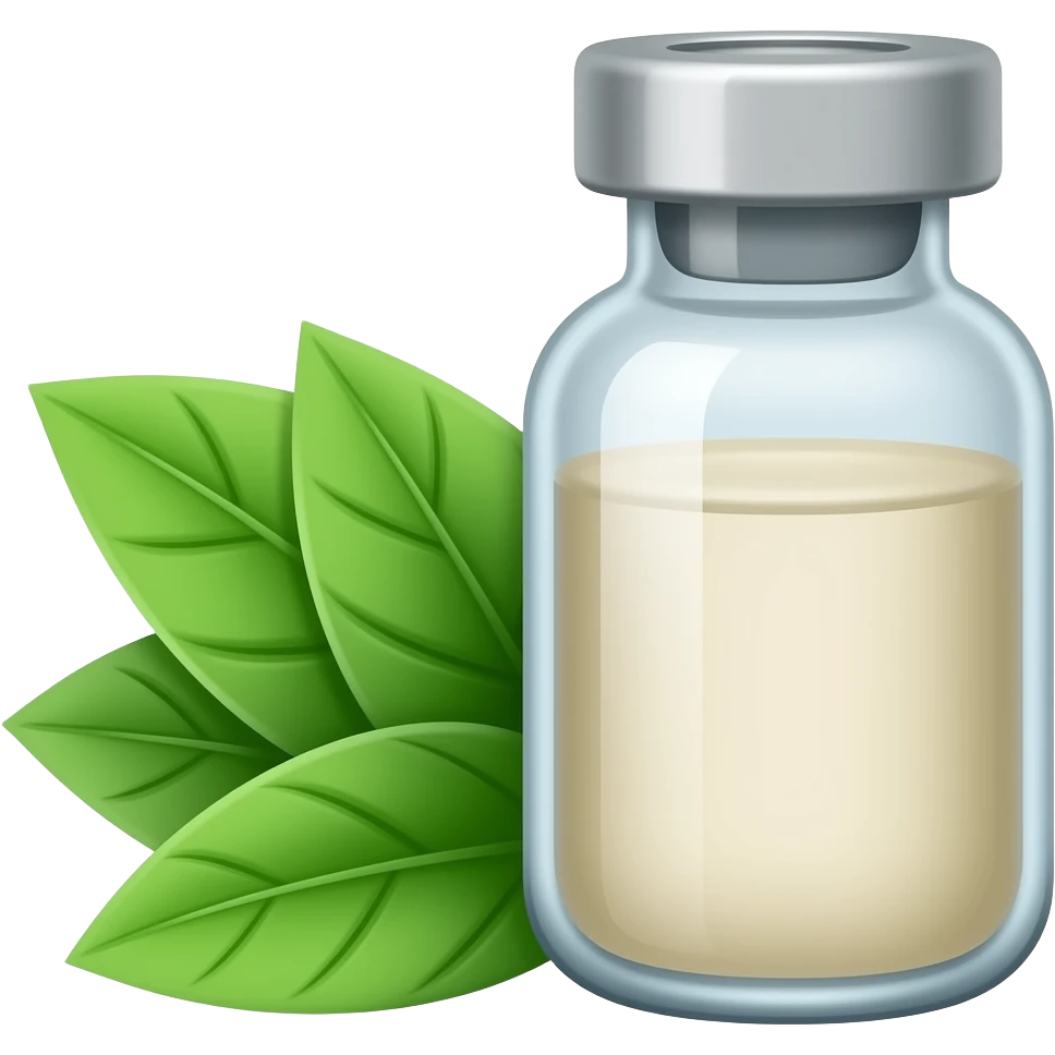 liquid medicine beside leaves emoji