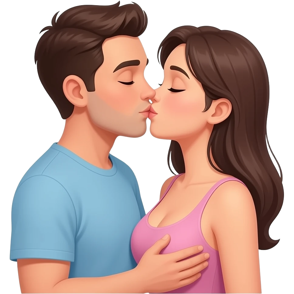 men kiss  breast emoji