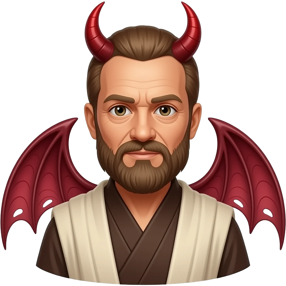 Obi wan kenobi with toga and devil horns and devil wings emoji