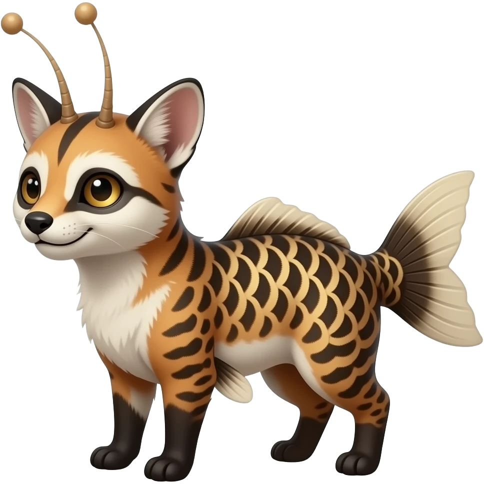 edgy Damask mutant koi-civet-genet-hybrid with antennas emoji