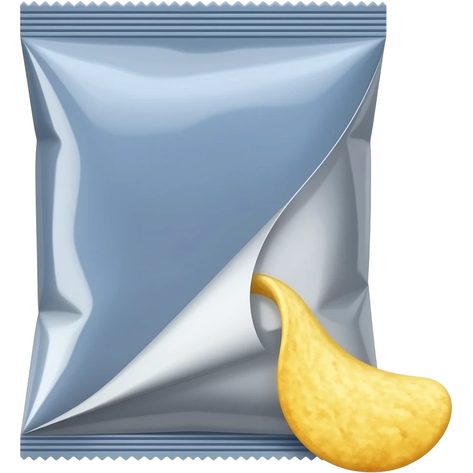 empty bag of dark blue chips. the inside is aluminium and there is one piece of chisp coming out.  the bag is empty and for crumbled. good for trash emoji