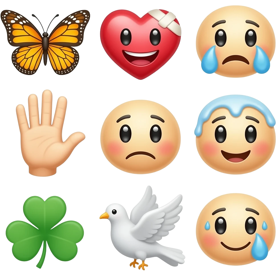 🦋❤️‍🩹😂🥹🫠🫶😫☘️🥲🕊️😅 emoji