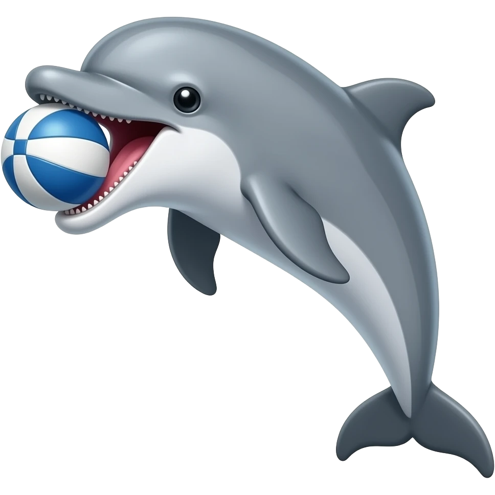 raging dolphin with ball in mounth taken in front emoji