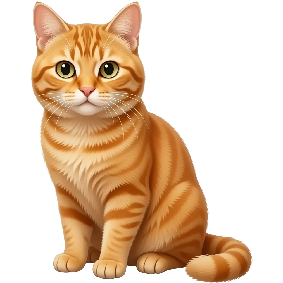 Realistic sitting beautiful fine aesthetic orange ginger cat emoji