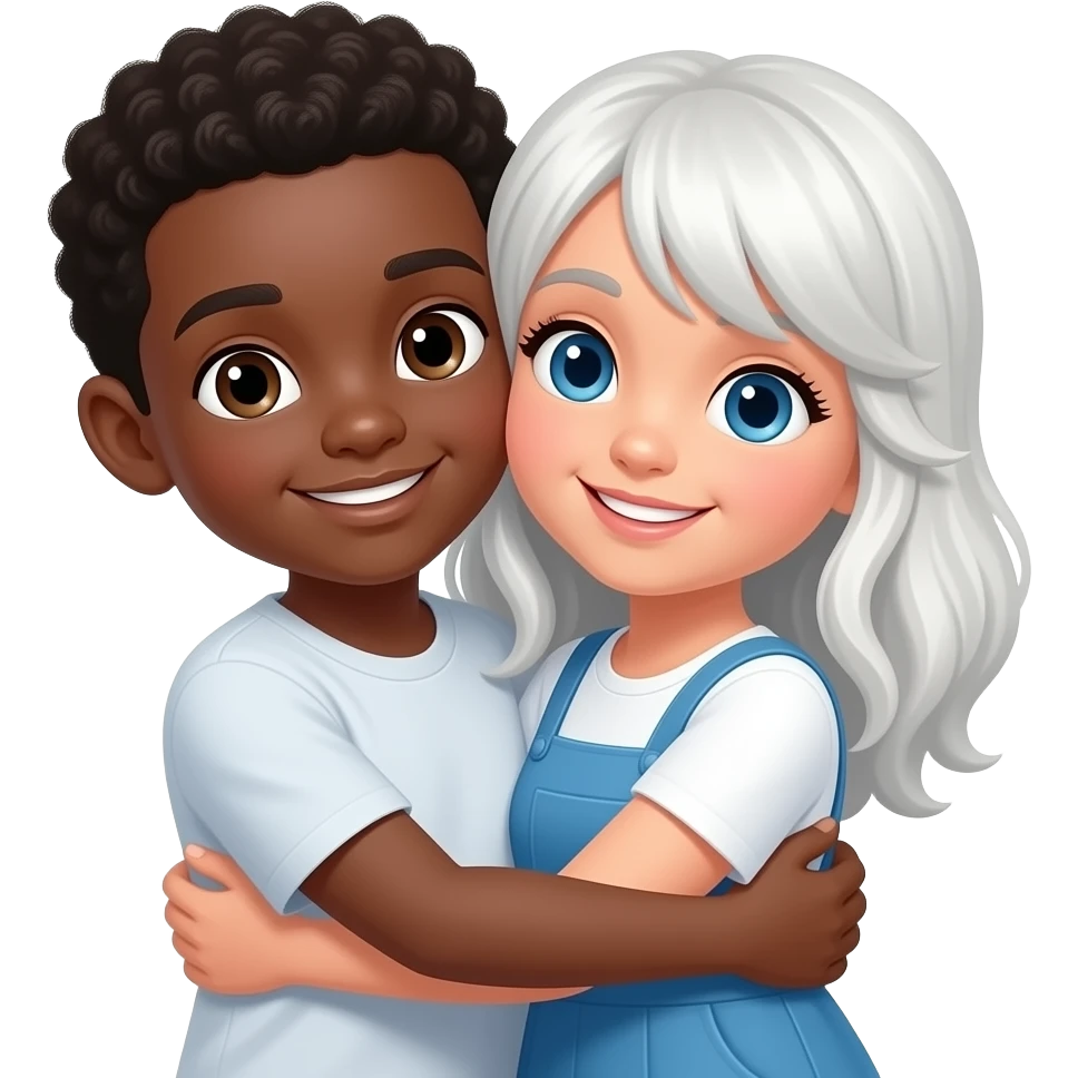Темнокожий парень и белая девушка обнимаются emoji