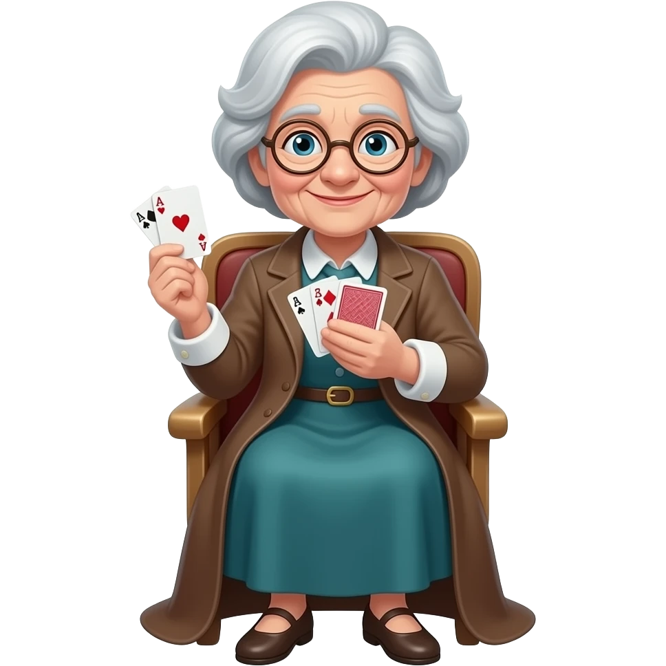 Old lady playing cards emoji