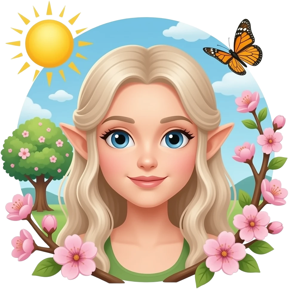 🧝🏻‍♀️🦋🌸🌳🌞 emoji