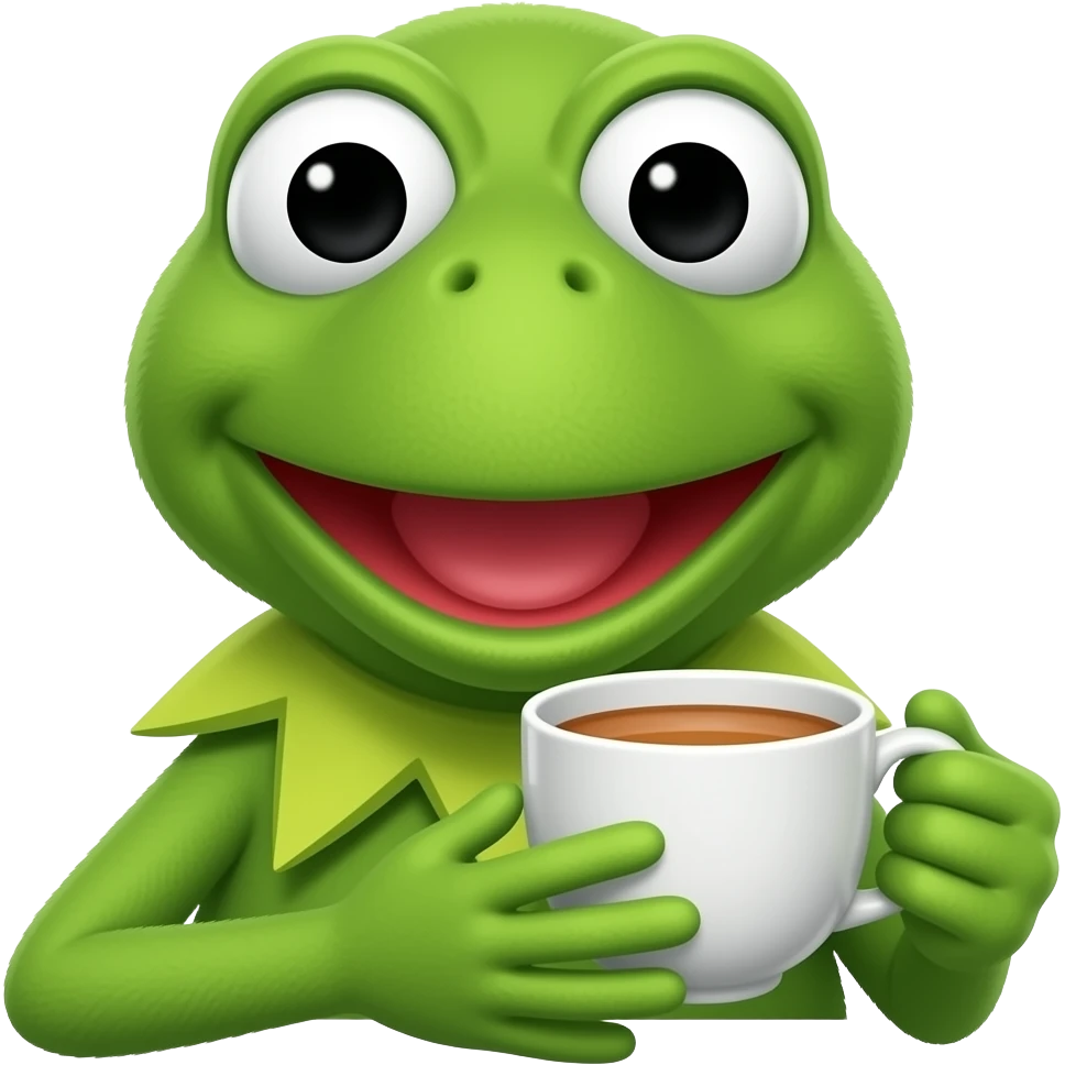Kermit head drinking tea emoji