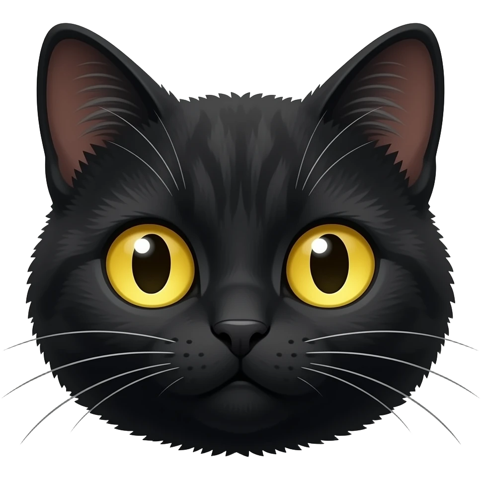 검은색 털 노란 눈 고양이 얼굴만 더 귀엽게 emoji