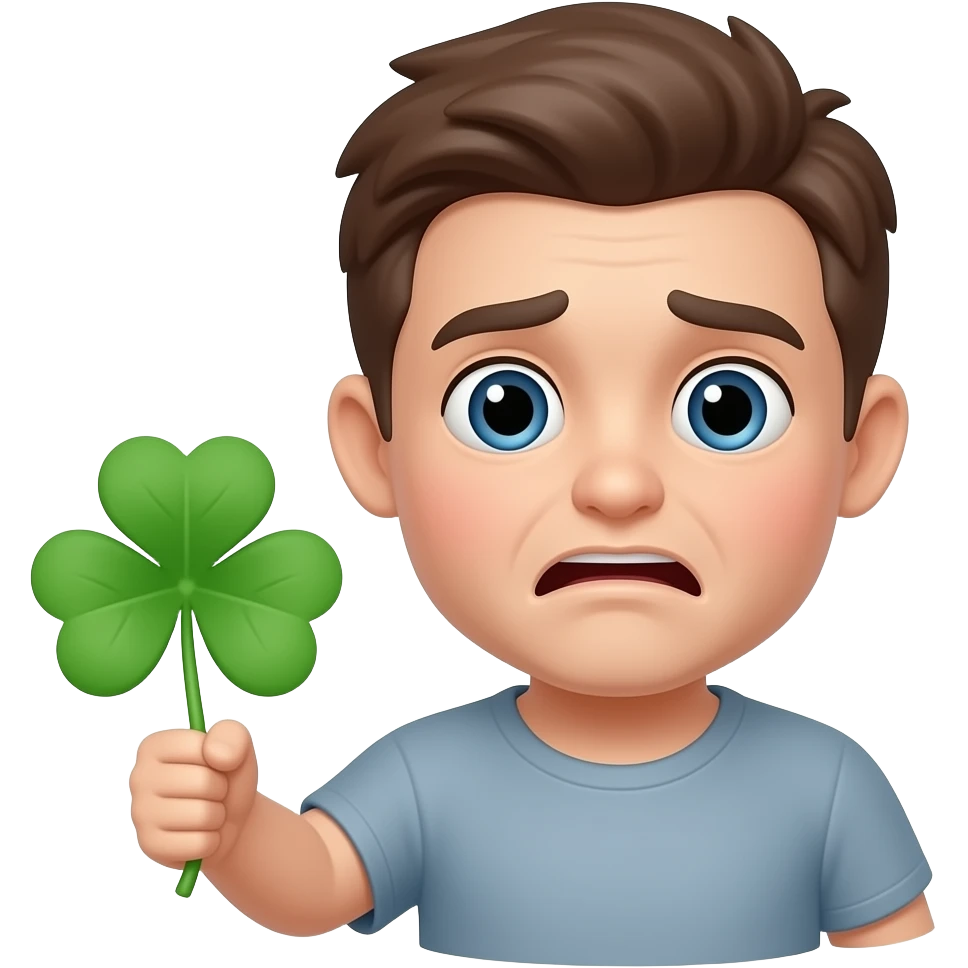 scared face four leaf clover emoji