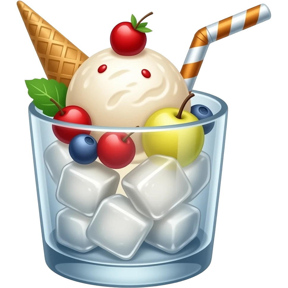 ice cream with ice cream and fruit in a glass cup (without horn and tube) emoji