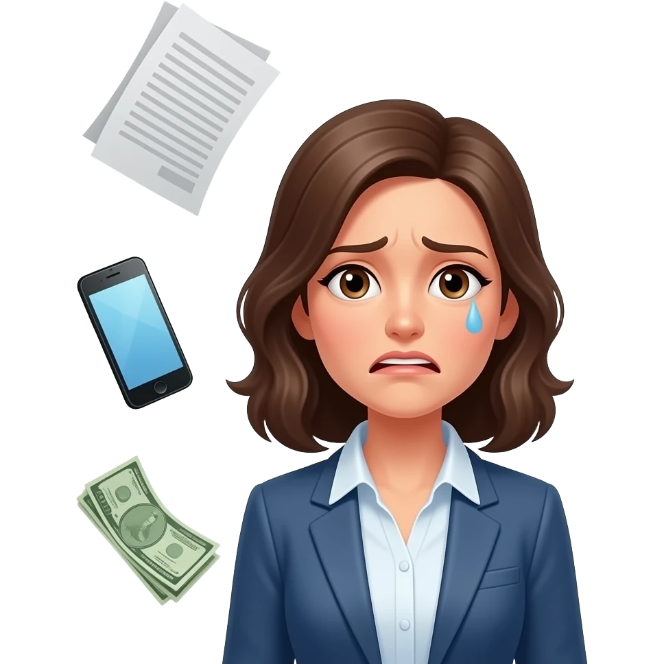 Женщину достали внешние дела, вокруг летает все emoji