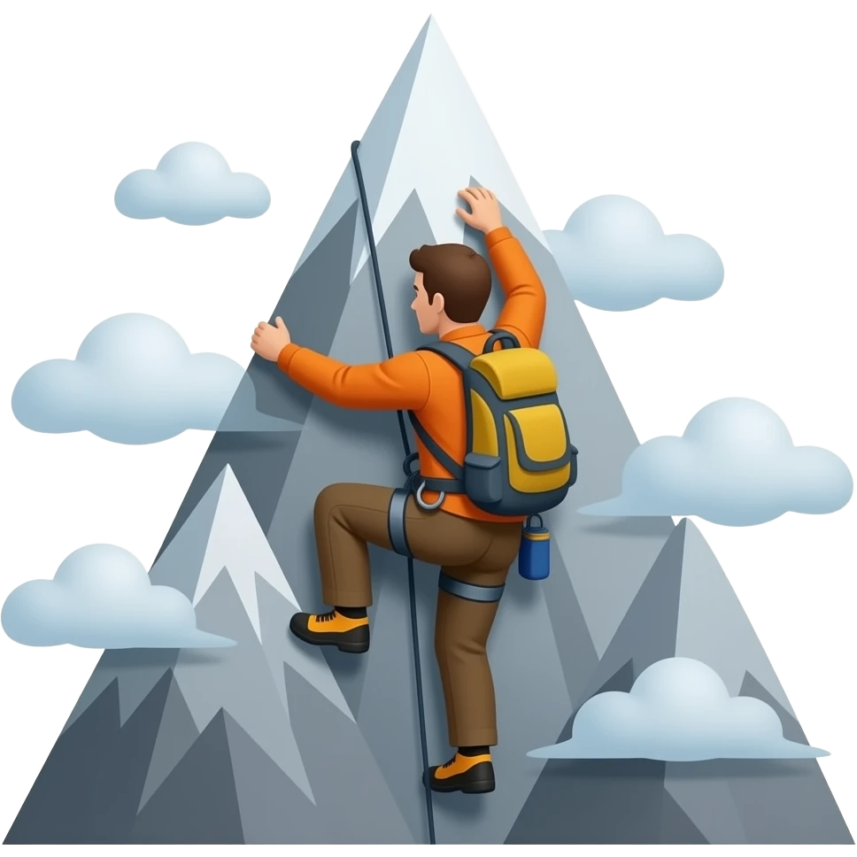 a climber climbing a mountain emoji