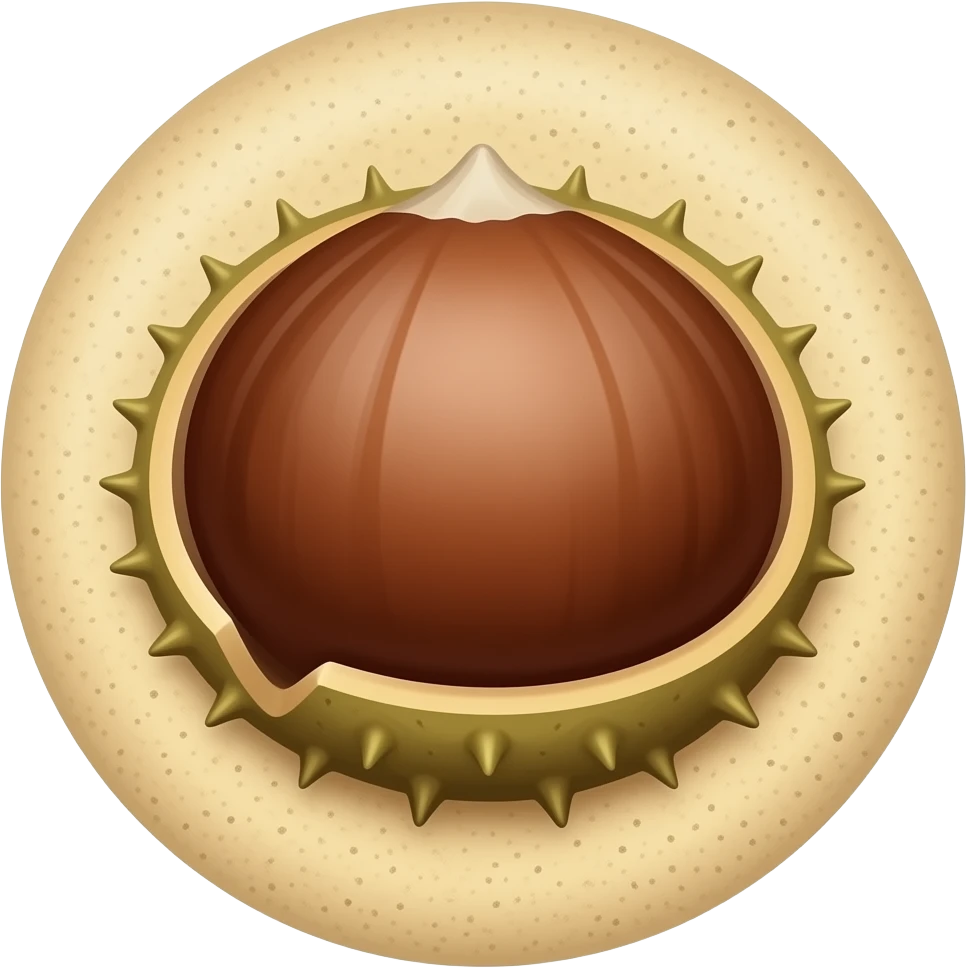 ohio chestnut in shell on round sand emoji
