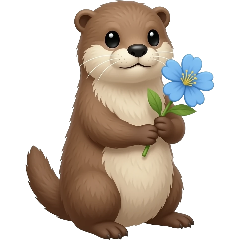 otter holding a blue cherry blossom animated emoji