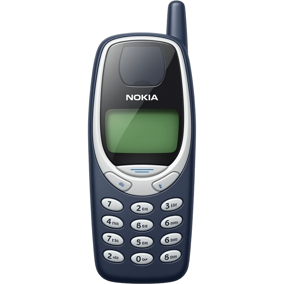 a 1980's style nokia mobile phone with antenna emoji