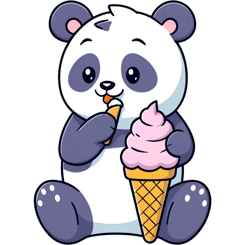 Panda eating ice cream emoji