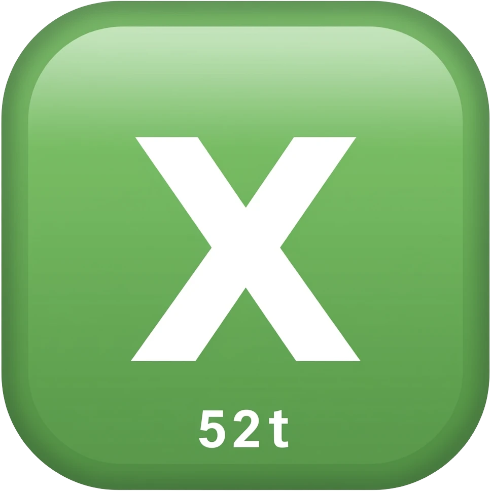 the letter X from the periodic table, green background, bold and simple design emoji