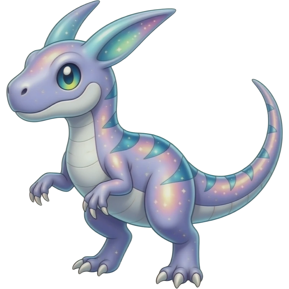 Shiny Futuristic Celestial Magical Ethereal Godly Divine Pastel-Nebula-Fakemon-Pokemon-Digimon-Spectrobes-Raptor-fusion, full body emoji