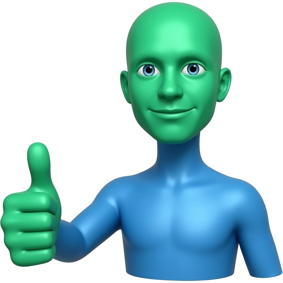 green blue Guy with an absurdly long neck no body, giving a thumbs up emoji