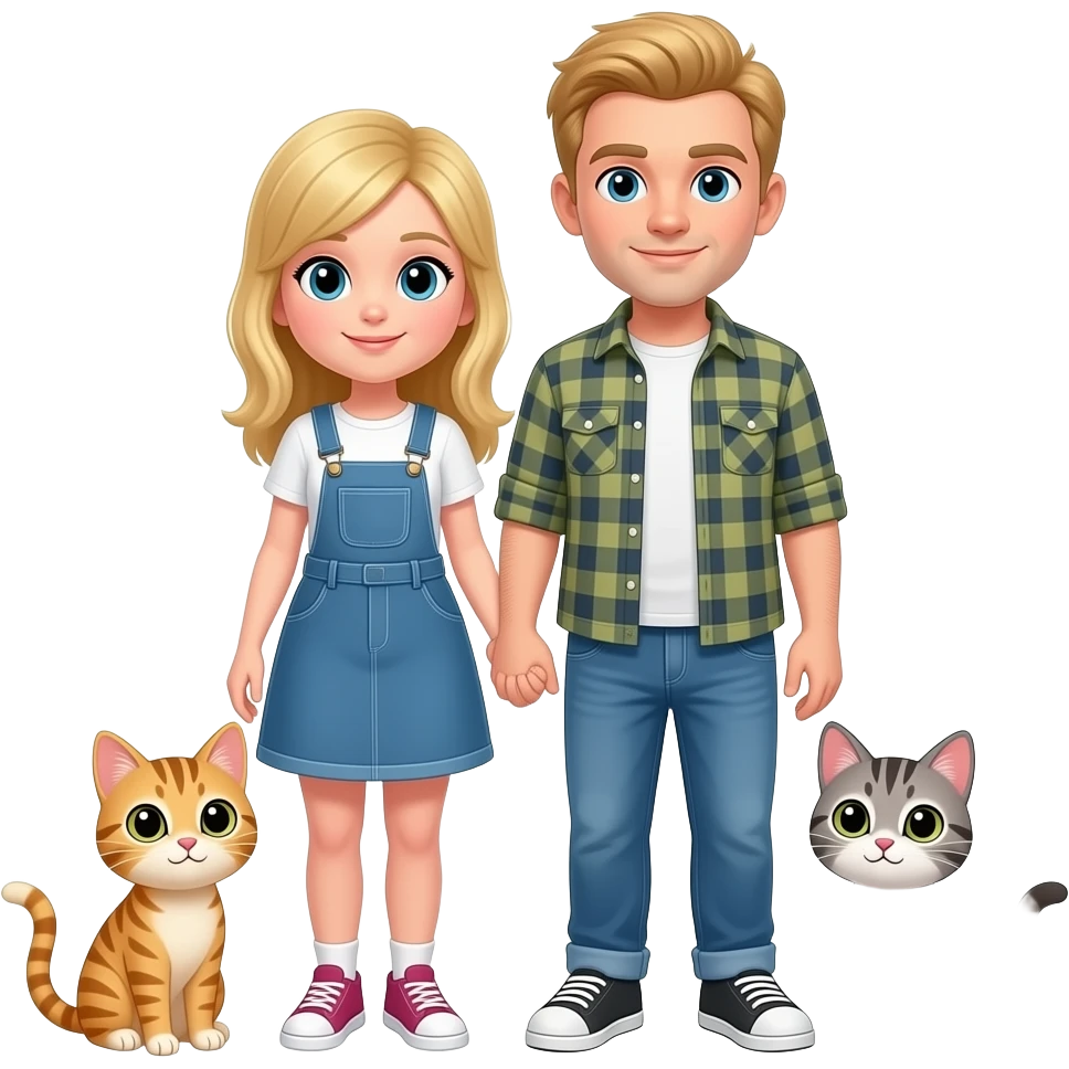 en jente med kjærsten og to søte pusekatter og begge er blonde emoji